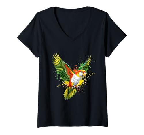 Damen Birdkeeping Birdkeeper Papagei White Bellied Caique T-Shirt mit V-Ausschnitt Damen Birdkeeping Birdkeeper Papagei White Bellied Caique T-Shirt mit V-Ausschnitt von White Bellied Caique Clothing For Birdkeeper