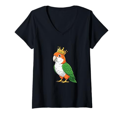 Damen Papageien-Vogelhütte, weißer Bauch-Kaique T-Shirt mit V-Ausschnitt Damen Papageien-Vogelhütte, weißer Bauch-Kaique T-Shirt mit V-Ausschnitt von White Bellied Caique Clothing For Birdkeeper