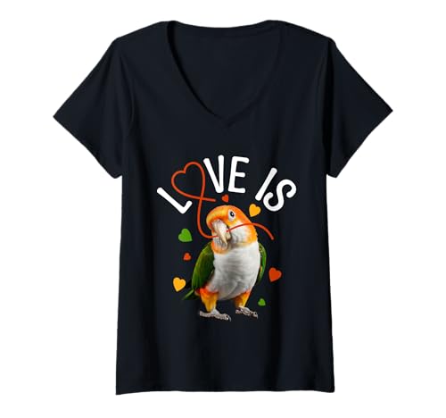 Damen Weißbauch-Caique-Liebhaber Liebe ist Weißbauch-Caique T-Shirt mit V-Ausschnitt Damen Weißbauch-Caique-Liebhaber Liebe ist Weißbauch-Caique T-Shirt mit V-Ausschnitt von White Bellied Caique Clothing For Birdkeeper