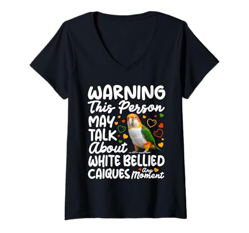 Damen Weißbauch-Caique-Liebhaber Warnung Weißbauch-Caique T-Shirt mit V-Ausschnitt Damen Weißbauch-Caique-Liebhaber Warnung Weißbauch-Caique T-Shirt mit V-Ausschnitt von White Bellied Caique Clothing For Birdkeeper