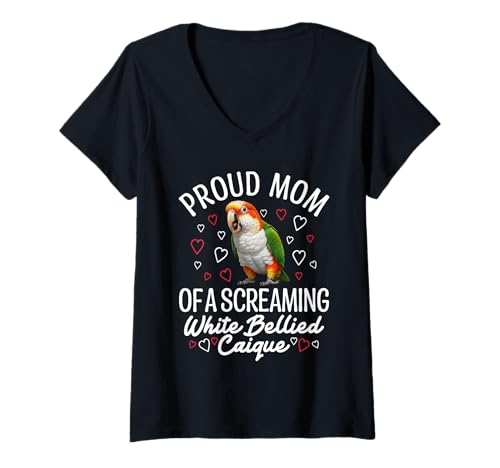 Damen Weißbauch-Caique Mama Proud Mom Weißbauch-Caique T-Shirt mit V-Ausschnitt Damen Weißbauch-Caique Mama Proud Mom Weißbauch-Caique T-Shirt mit V-Ausschnitt von White Bellied Caique Clothing For Birdkeeper