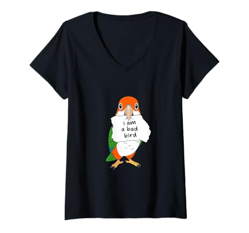 Damen Weißer bauchiger Caique-Besitzer Papagei weißer Bauch-Kaique T-Shirt mit V-Ausschnitt Damen Weißer bauchiger Caique-Besitzer Papagei weißer Bauch-Kaique T-Shirt mit V-Ausschnitt von White Bellied Caique Clothing For Birdkeeper