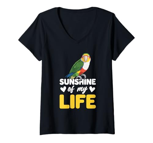 Damen Birdkeeper Birdkeeping Sunshine Weißbauch-Caique T-Shirt mit V-Ausschnitt Damen Birdkeeper Birdkeeping Sunshine Weißbauch-Caique T-Shirt mit V-Ausschnitt von White Bellied Caique Costume For Parrot Lover