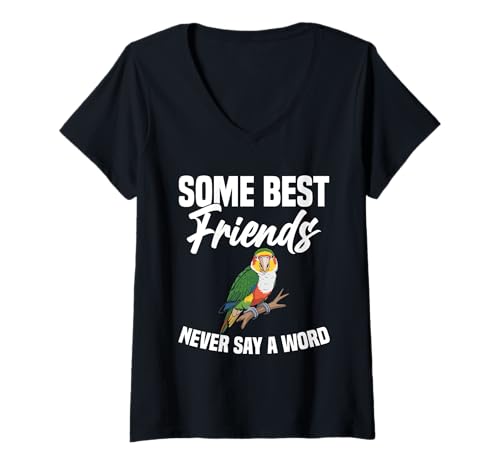 Damen Papageienliebhaber, Vogelbesitzer, Freunde, weißer Bauchkaique T-Shirt mit V-Ausschnitt Damen Papageienliebhaber, Vogelbesitzer, Freunde, weißer Bauchkaique T-Shirt mit V-Ausschnitt von White Bellied Caique Costume For Parrot Lover