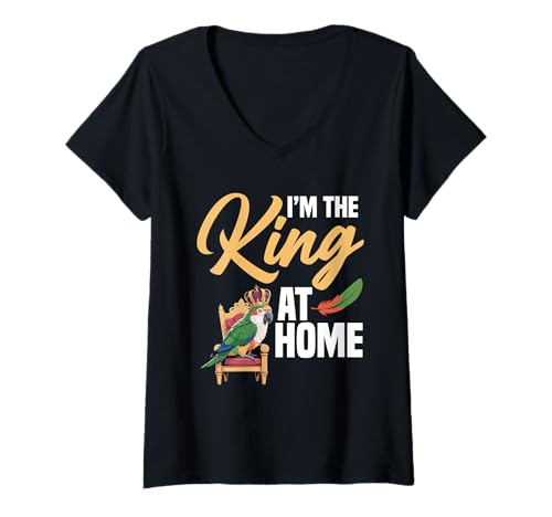 Damen Weißbauch-Caique Owner Home King Weißbauch-Caique T-Shirt mit V-Ausschnitt Damen Weißbauch-Caique Owner Home King Weißbauch-Caique T-Shirt mit V-Ausschnitt von White Bellied Caique Costume For Parrot Lover