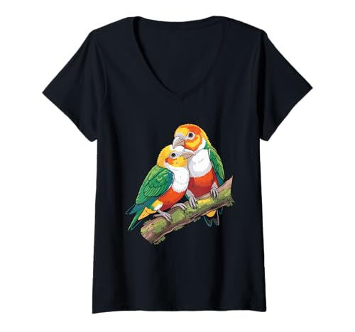 Damen Weißer bauchiger Caique-Liebhaber, Papageienliebhaber, weißer Bauch-Kaique T-Shirt mit V-Ausschnitt von White Bellied Caique Costume For Parrot Lover