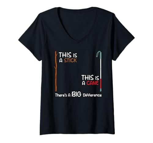 Damen Das ist EIN Stock Das ist EIN Cane White Cane Awareness Day T-Shirt mit V-Ausschnitt Damen Das ist EIN Stock Das ist EIN Cane White Cane Awareness Day T-Shirt mit V-Ausschnitt von White Cane Awareness Month White Cane Safety Day