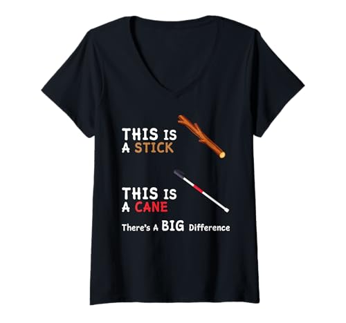 Damen Das ist EIN großer Unterschied White Cane Awareness Day T-Shirt mit V-Ausschnitt Damen Das ist EIN großer Unterschied White Cane Awareness Day T-Shirt mit V-Ausschnitt von White Cane Awareness Month White Cane Safety Day