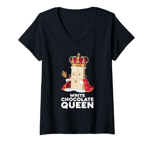 Damen Weiße Schokoladenkönigin T-Shirt mit V-Ausschnitt Damen Weiße Schokoladenkönigin T-Shirt mit V-Ausschnitt von White Chocolate Candy