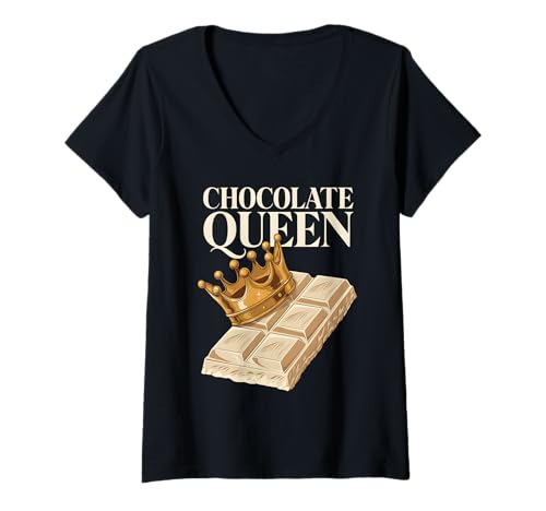 Damen Weiße Schokoladenkönigin T-Shirt mit V-Ausschnitt Damen Weiße Schokoladenkönigin T-Shirt mit V-Ausschnitt von White Chocolate Candy