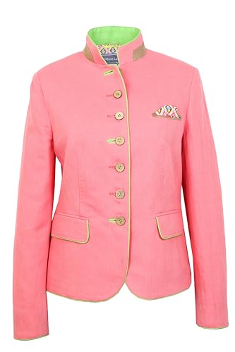White Label – Blazer Damen elegant – Exklusive Trachtenjacke Damen aus Leinen-Baumwoll-Mix mit stilvollen Kontrastdetails – Janker in Candy – Größe 36 von White Label by RoFa