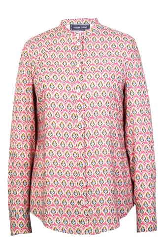 White Label – Bluse Damen – Elegante Damen Bluse Langarm mit Stehkragen aus Viskose – Grafisches Minimal-Dessin – Candy-Weiß mit zarten Akzenten – Größe 42 von White Label by RoFa