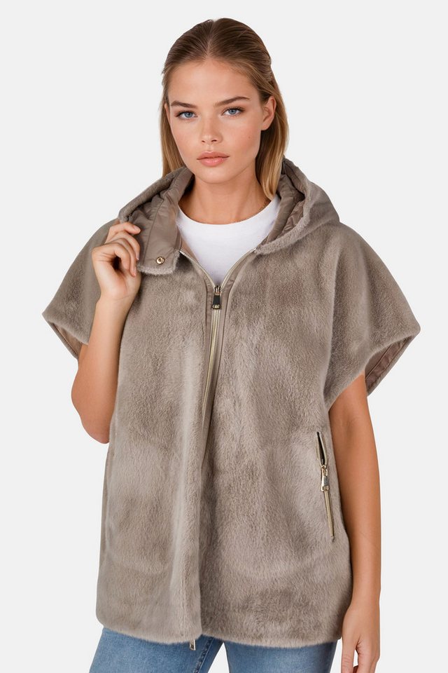 White Label Fellimitatweste mit Kapuze von White Label