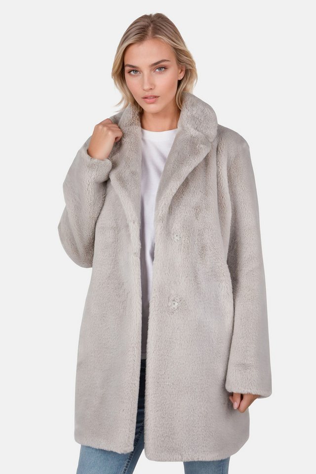 White Label Langmantel aus softem Webpelz von White Label