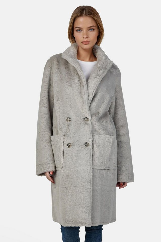 White Label Langmantel Wendemantel aus Polarskin-Imitat von White Label