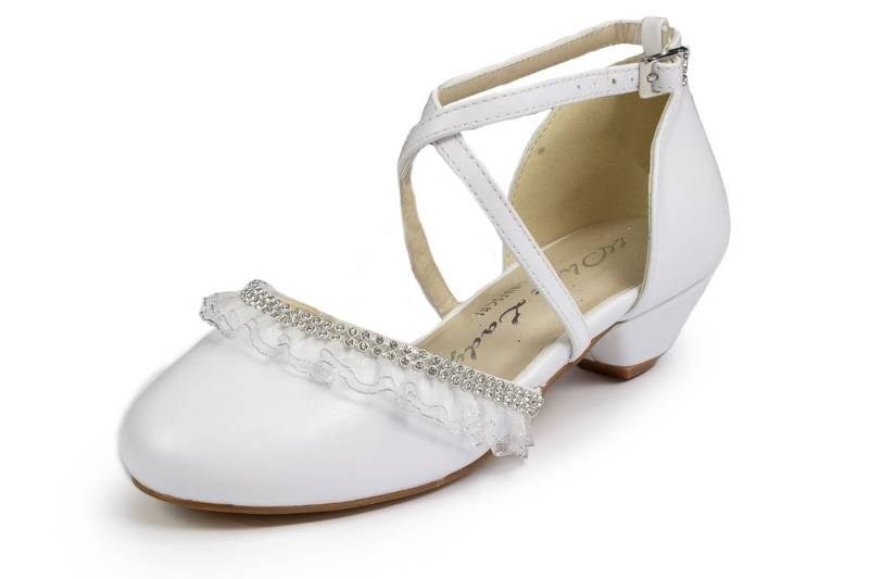 White Lady 903 weiß - Mädchen Kommunionschuhe Riemchenballerina von White Lady