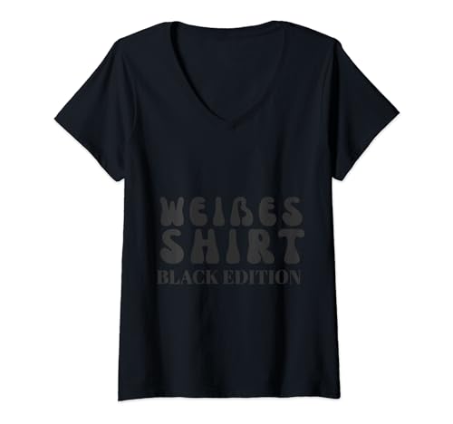 Damen White Shirt Black Edition Weiße Shirt Schwarz Edition T-Shirt mit V-Ausschnitt Damen White Shirt Black Edition Weiße Shirt Schwarz Edition T-Shirt mit V-Ausschnitt von White Shirt Black Edition Weiße Shirt