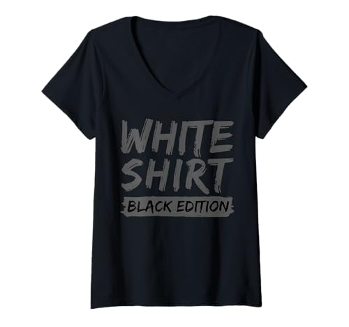 Damen White Shirt Black Edition T-Shirt mit V-Ausschnitt Damen White Shirt Black Edition T-Shirt mit V-Ausschnitt von White Shirt Black Edition