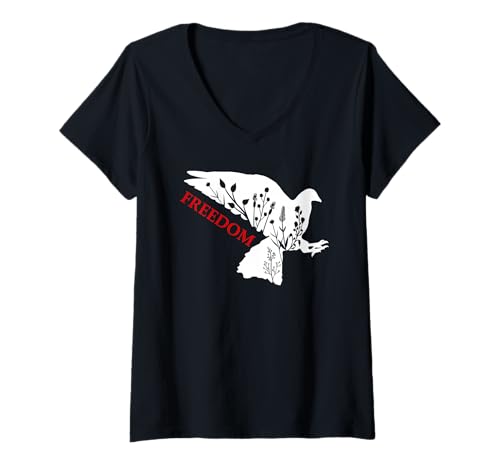 Damen Peace Freedom White Dove Says Freedom USA Red Freedom Saying T-Shirt mit V-Ausschnitt Damen Peace Freedom White Dove Says Freedom USA Red Freedom Saying T-Shirt mit V-Ausschnitt von White Shirt That Says Freedom Shirts For Women Red