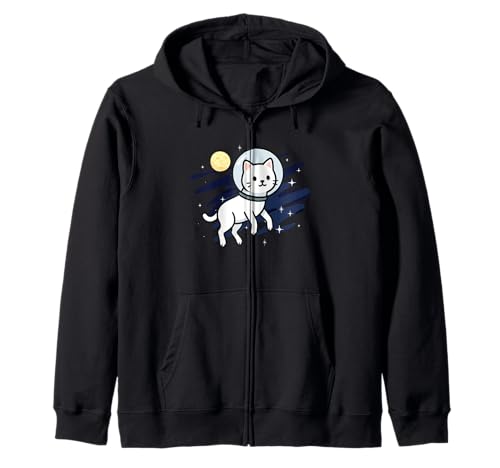 Weiße Katze, Astronaut, Mond, Tierliebhaber, Mutter, Vater, Kinder Kapuzenjacke von WhiteCatAxis1