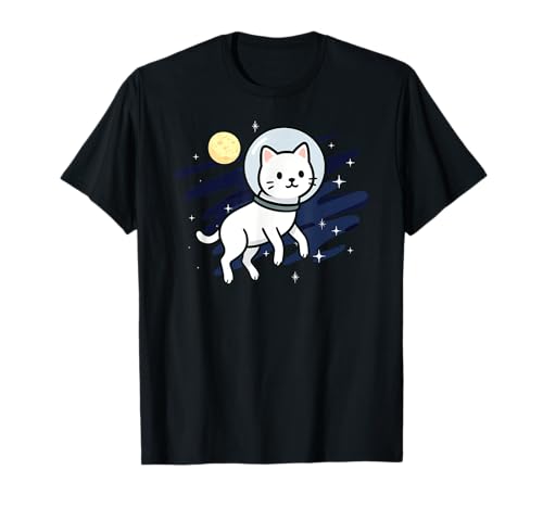 Weiße Katze, Astronaut, Mond, Tierliebhaber, Mutter, Vater, Kinder T-Shirt Weiße Katze, Astronaut, Mond, Tierliebhaber, Mutter, Vater, Kinder T-Shirt von WhiteCatAxis1