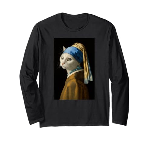 Weiße Katze Mädchen Perlenohrmalerei Kunst Mama Papa Kinder Langarmshirt Weiße Katze Mädchen Perlenohrmalerei Kunst Mama Papa Kinder Langarmshirt von WhiteCatAxis1