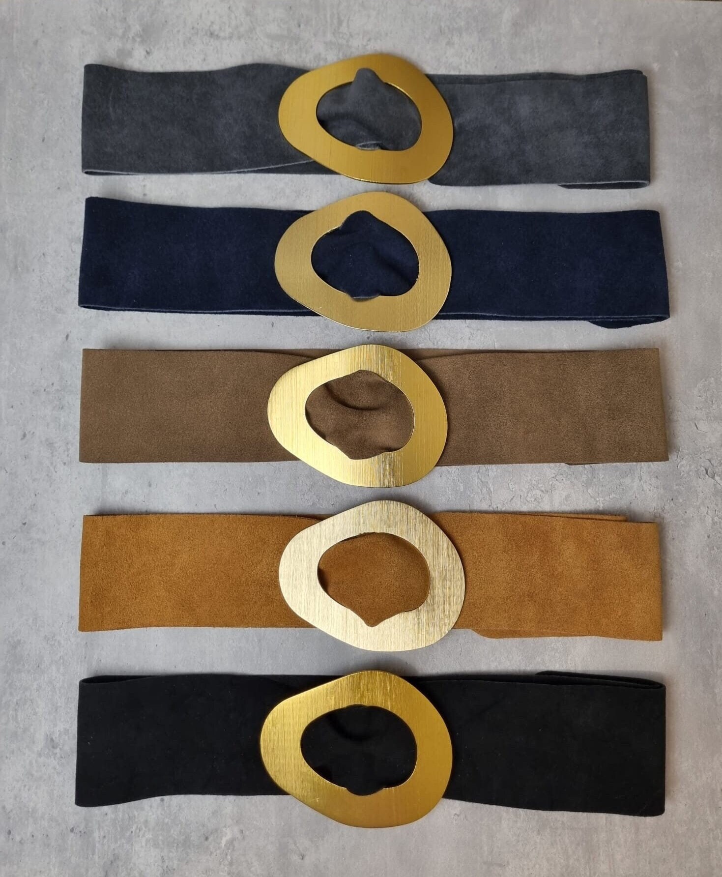 Echt Wildleder Breiter Taillen Gürtel Gold Schnalle Gürtel von WhiteDaisyBags