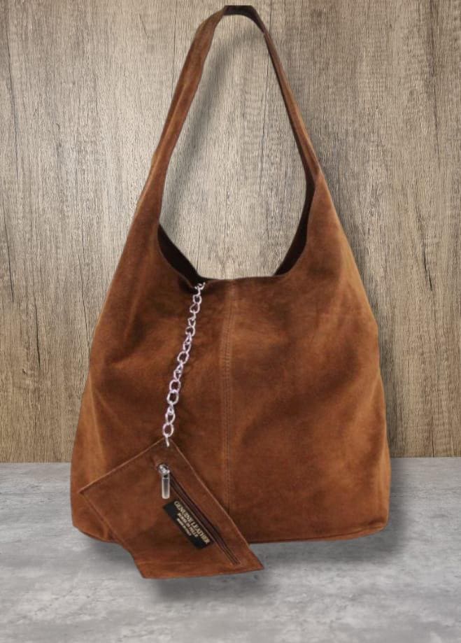 Echte Wildleder Hobo Bag Slouch Einkaufstasche Mit Reißverschluss von WhiteDaisyBags