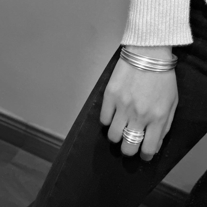 Silber Schmuck-Set Verstellbarer Ring Und Offenes Armband - Modernes Unisex-Design, Geschenkidee von WhiteDorufin