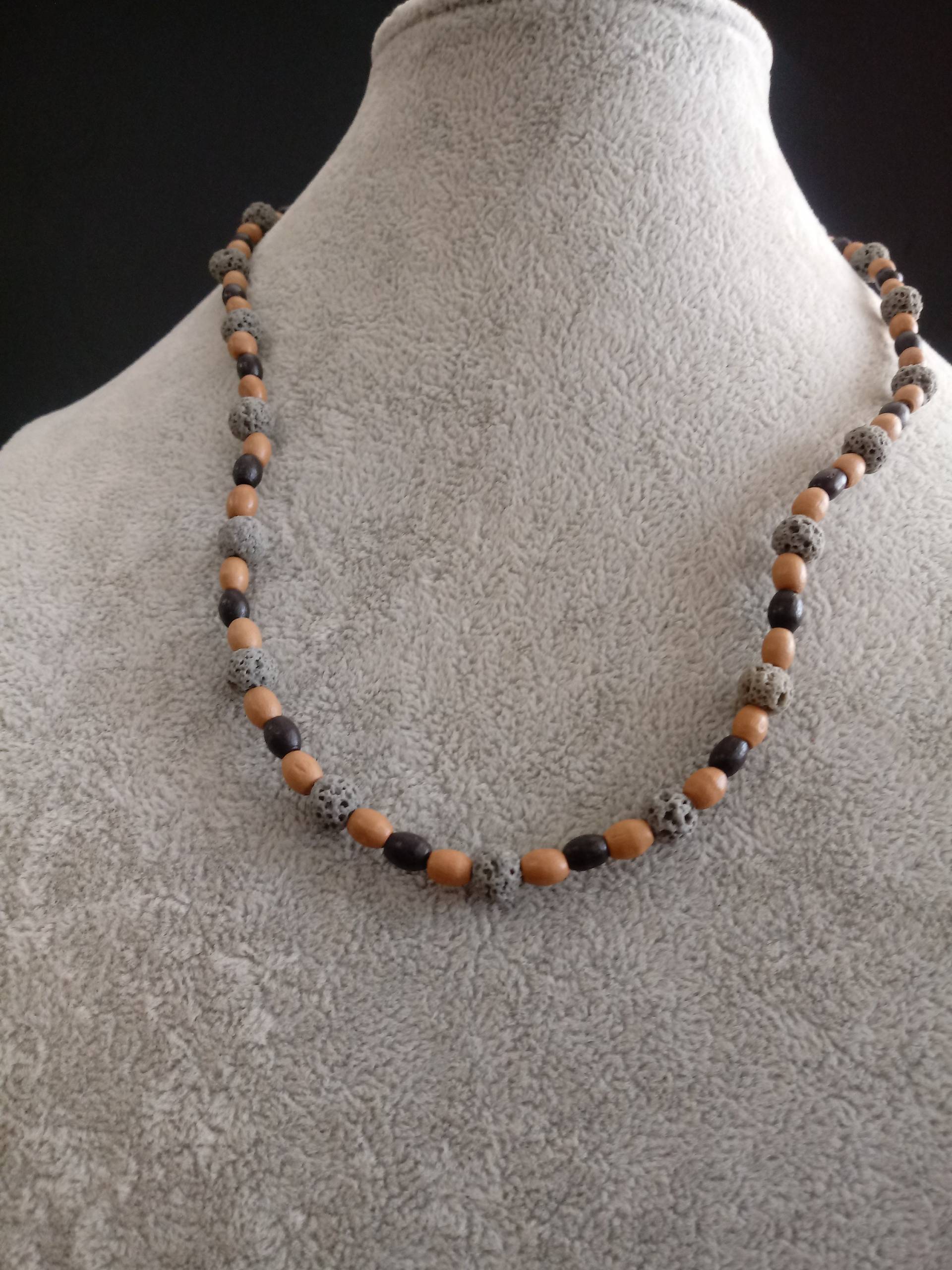 Herren Grau Lava Stein Halskette Herren Grau Lava Stein Halskette von WhiteDragonJewelers