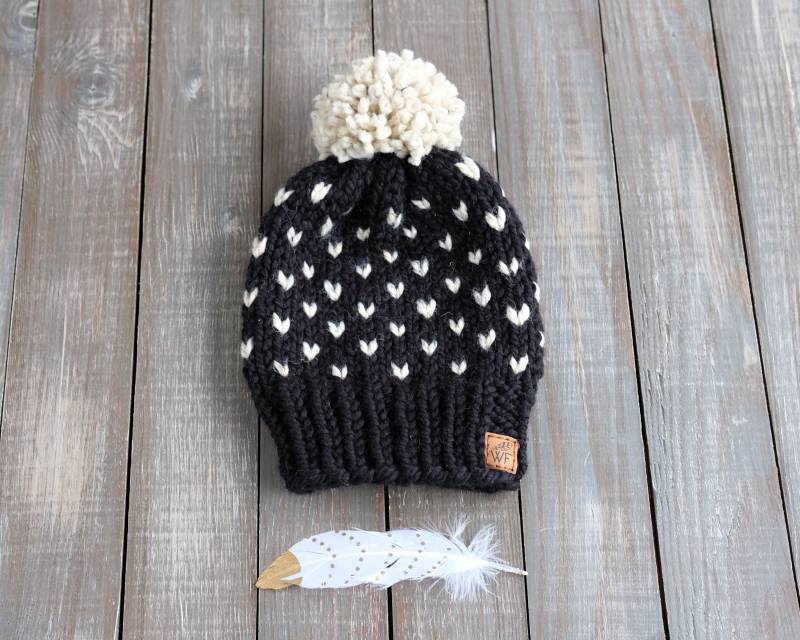Design Ihre Eigenen - Erwachsene Glücklich Herzen Stricken Toque von WhiteFeatherKnits