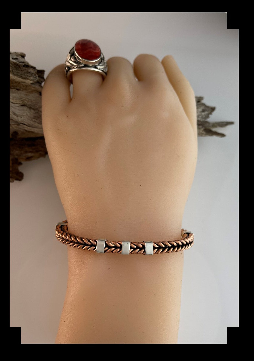 Unisex Twisted Kupfer Mit Sterling Verschönerung Armband Unisex Twisted Kupfer Mit Sterling Verschönerung Armband von WhiteFoxTradingCo
