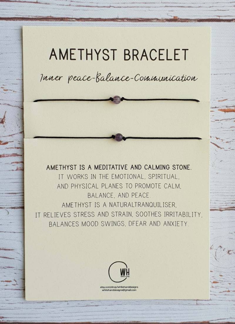 Amethyst Paar Armband Edelstein Perlen Kordel Armband Set Amethyst Paar Armband Edelstein Perlen Kordel Armband Set von WhiteHandDesigns