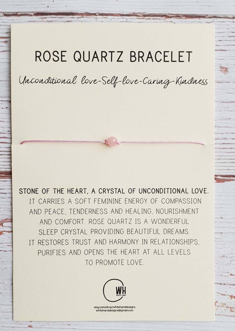Rosenquarz Kordel Armband Verstellbares Edelstein Wunsch Armband Rosenquarz Kordel Armband Verstellbares Edelstein Wunsch Armband von WhiteHandDesigns
