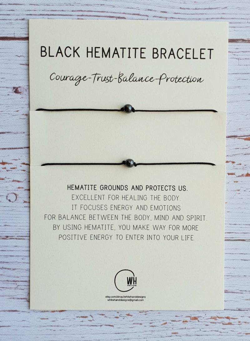 Schwarzer Hämatit Paar Armband Verstellbares Edelstein Perlen Set Schwarzer Hämatit Paar Armband Verstellbares Edelstein Perlen Set von WhiteHandDesigns