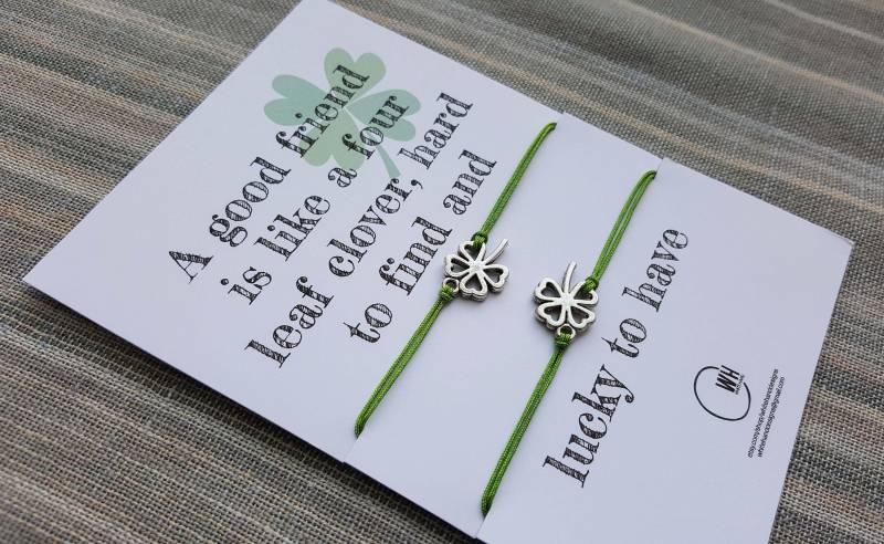 st. Patrick's Day Armband Set Silber Kleeblatt, Freundschaftsschmuck st. Patrick's Day Armband Set Silber Kleeblatt, Freundschaftsschmuck von WhiteHandDesigns
