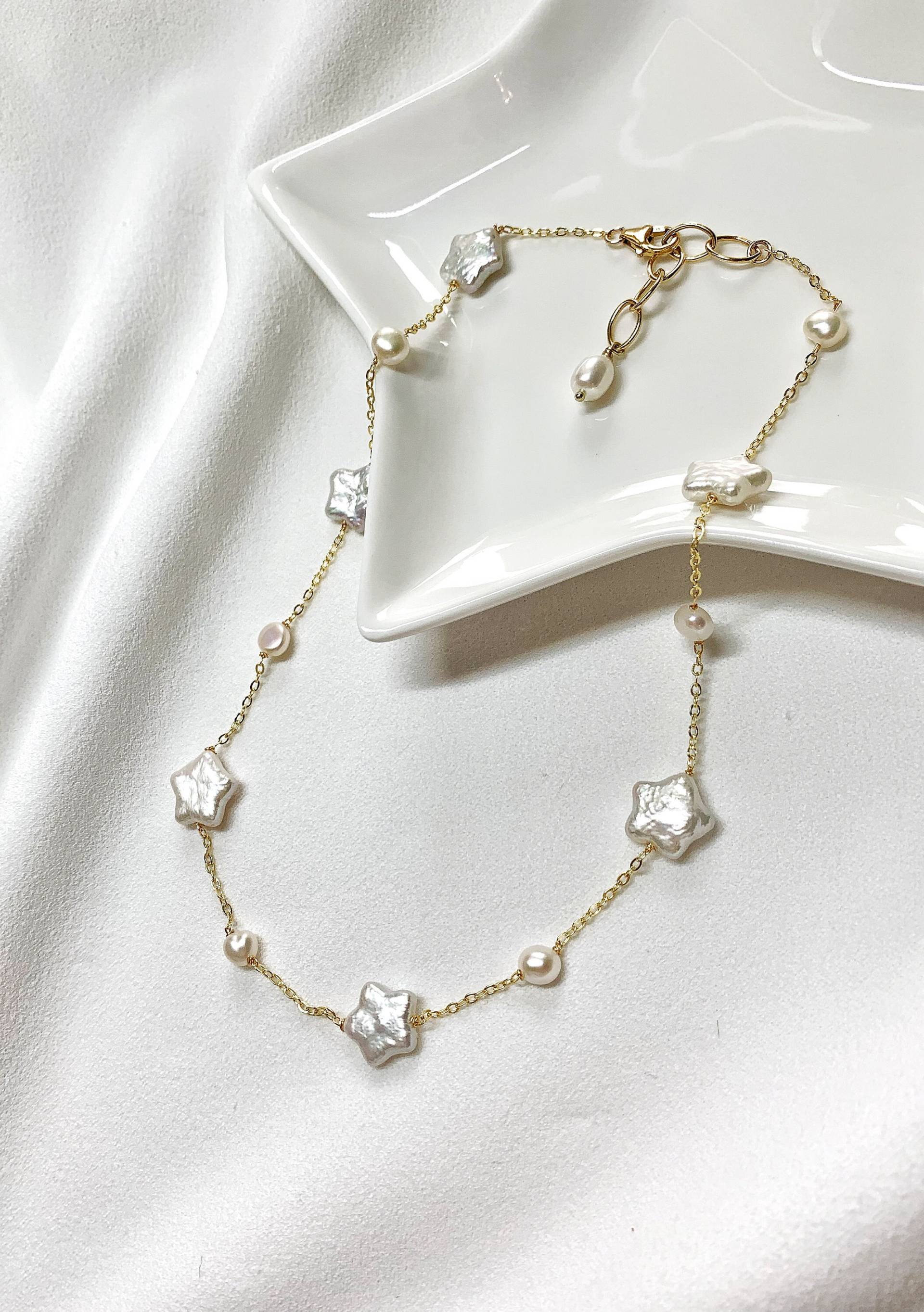 stern Perlenkette. Vergoldete Zierliche Süsswasserperlen Kette. Hochzeit Brautjungfer Geschenke. Geschenk Für Sie stern Perlenkette. Vergoldete Zierliche Süsswasserperlen Kette. Hochzeit Brautjungfer Geschenke. Geschenk Für Sie von WhiteMelisma