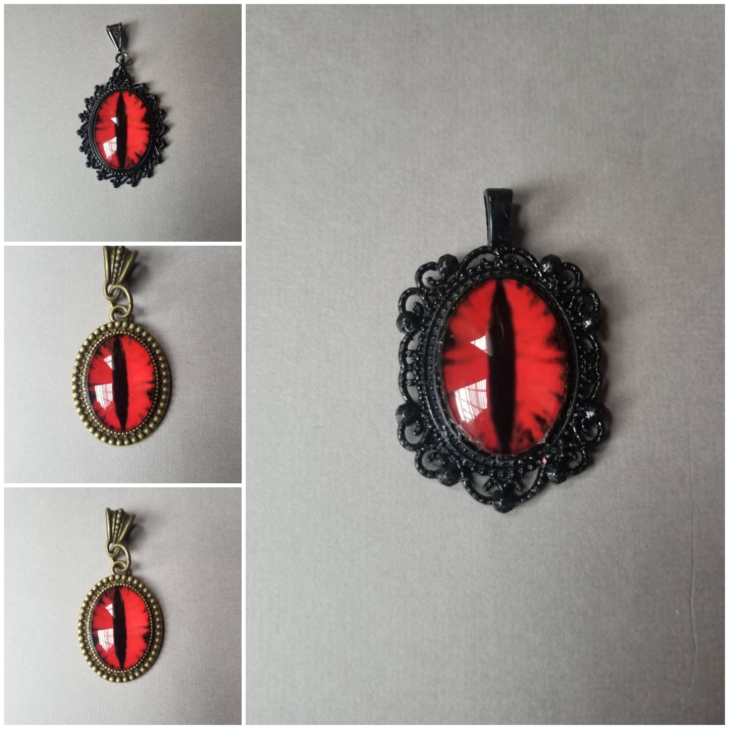 Drachenauge Anhänger, Kette, Katzenaugen Schmuck, Dämonenauge Augenanhänger, Fantasy Larp Rote Oder Gelbe Augen von WhitePeachCottage