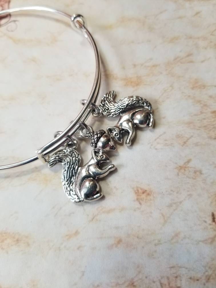 Eichhörnchen Sie, Charm Armreif, Erweiterbar Anwendung Tag, Armband, Erweiterbare Einzigartiges Geschenk von WhitePeachCottage