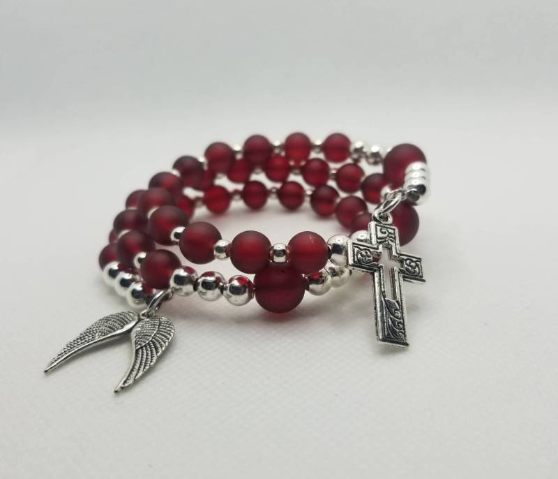 Orthodoxe Gebet Armband, Orthodoxe Chotki, Christliche Erinnerung Draht, Multi-Loop, Rotes Meer Glas, Offenes Kreuz, Silber Orthodoxe Gebet Armband, Orthodoxe Chotki, Christliche Erinnerung Draht, Multi-Loop, Rotes Meer Glas, Offenes Kreuz, Silber von WhitePeachCottage