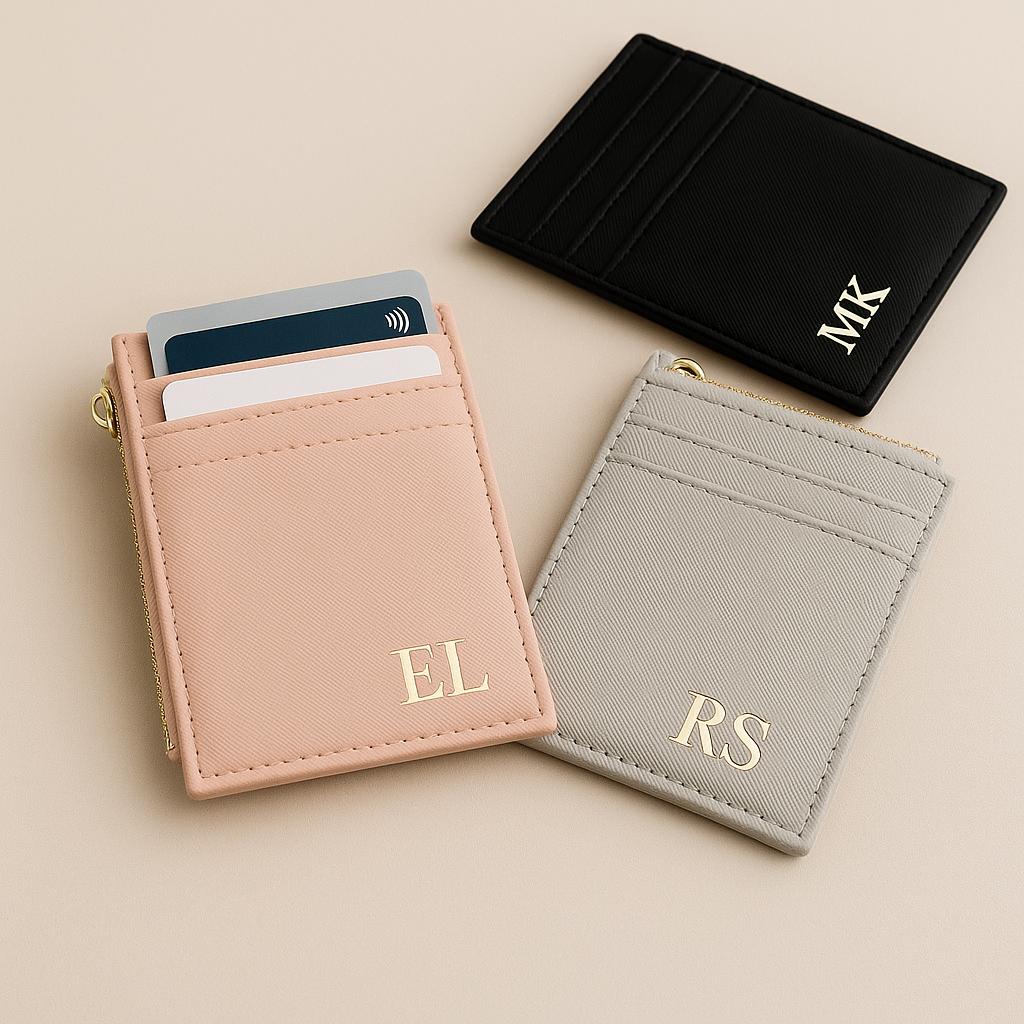 Personalisierte Kartenetui - Edles Kreditkartenetui Mit Initialen | Geschenk Für Sie & Ihn Lederoptik Portmonee Monogramm von WhitePresent