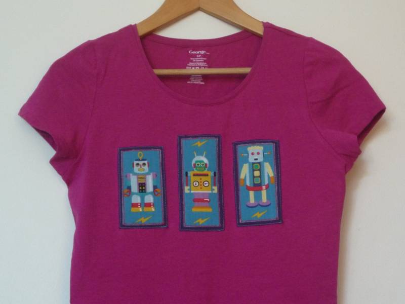 Damen Roboter T-Shirt Pink von WhiteSphinx