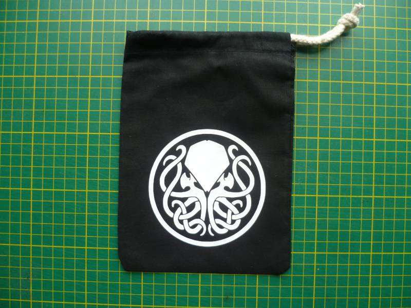 Cthulhu Würfeltasche, Glow in The Dark Hydra Card Bag, Tarot Tasche, Kordelzug Tasche, Klein, 100% Baumwolle von WhiteWizardPurpleElf