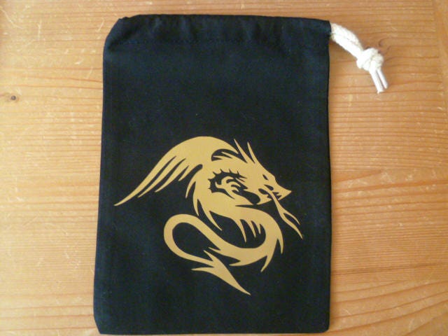 Dragon Dice Bag, Card Tasche, Tarot Kordelzug Klein, 100 % Baumwolle von WhiteWizardPurpleElf
