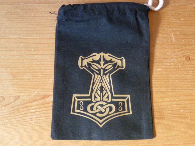 Thors Hammer Würfeltasche, Mjölnir Kartentasche, Tarot Tasche, Klein, 100% Baumwolle von WhiteWizardPurpleElf