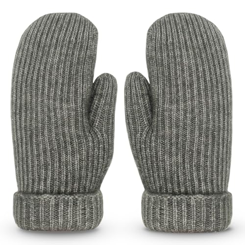 Whiteleopard Herren Damen Winterhandschuhe Warmfutter Elastische Manschette - Strick Dehnbar Kaltes Wetter Warme Strick Dicke Handschuhe Fäustlinge, GRAU, X-Large von Whiteleopard