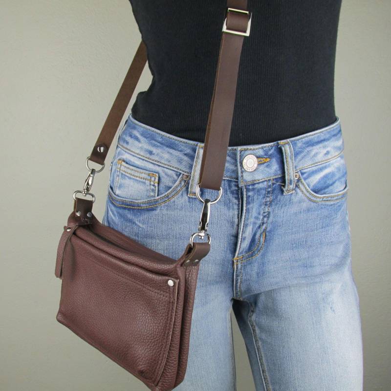 Leder Crossbody Geldbörse Mit Gürtelschlaufe Clip Auf Kleine Handytasche Brieftasche Taschen, Reisen Unisex Hands Free Konzert Festival Taille von WhitetailLeather
