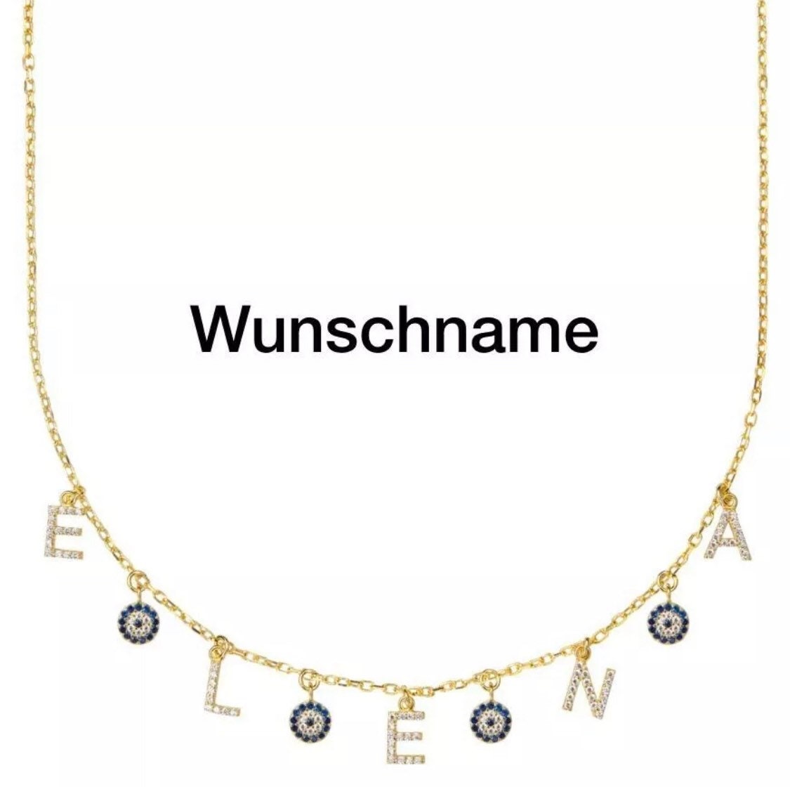 Buchstaben Kette Namenskette Silber 925 Individuell Mit Zirkonia Steinen Chain Vergoldet/Rose/Silber Mit Nazar Amuletten Buchstaben Kette Namenskette Silber 925 Individuell Mit Zirkonia Steinen Chain Vergoldet/Rose/Silber Mit Nazar Amuletten von WhitewaySchmuck
