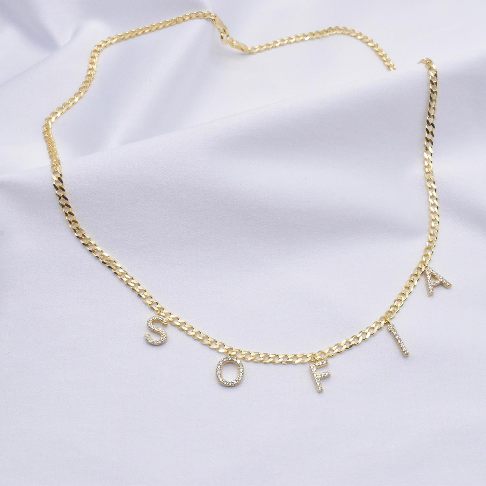 Buchstaben Kette Namenskette Silber 925 Individuell Mit Zirkonia Steinen Chain Vergoldet/Rose/Silber Buchstaben Kette Namenskette Silber 925 Individuell Mit Zirkonia Steinen Chain Vergoldet/Rose/Silber von WhitewaySchmuck