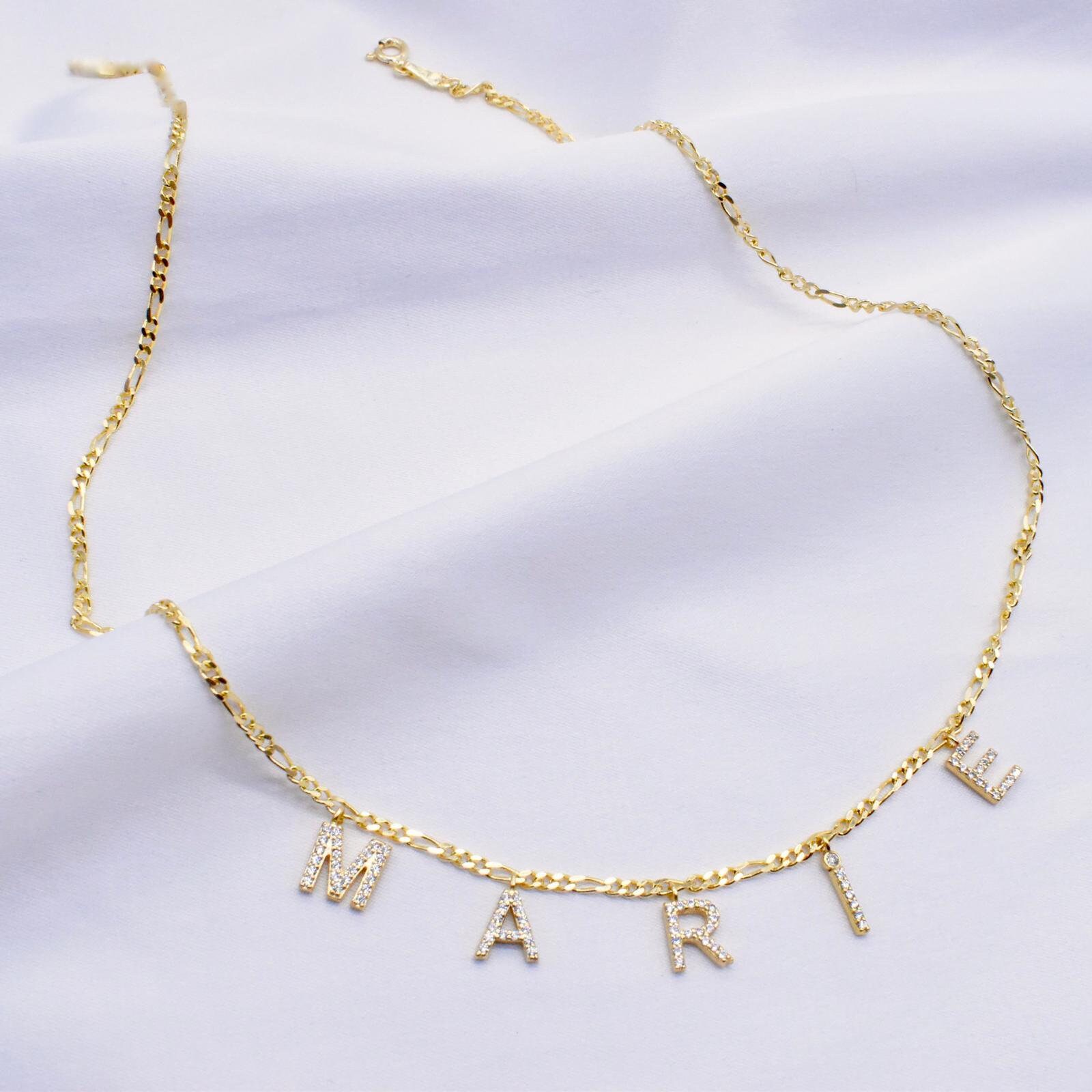 Buchstaben Kette Namenskette Silber 925 Individuell Mit Zirkonia Steinen Chain Vergoldet/Rose/Silber Buchstaben Kette Namenskette Silber 925 Individuell Mit Zirkonia Steinen Chain Vergoldet/Rose/Silber von WhitewaySchmuck